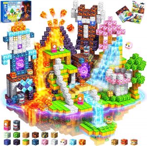 👑 COOLJOYA Magnetische Bausteine,150 Teile Magnetbausteine Magnetspielzeug Magneten Kinder,Geschenke Kinder,Magnetbausteine Kinde ab 3 4 5 6 7 8 9 10 Jahre,Baue Mine Magnet Welt,Hochleistung