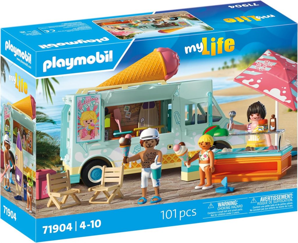 PLAYMOBIL Vacation on The Beach Ice Cream Truck mit Surfshop Spielzeug ab 4 Jahren Geschenk für Kinder Fördert…