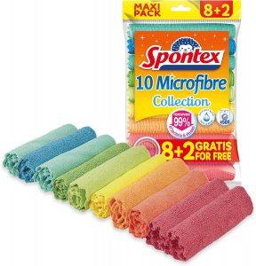 🤴 Spontex Microfibre Allzwecktücher 8+2 Gratis, 1 Packung - bunte Mikrofasertücher