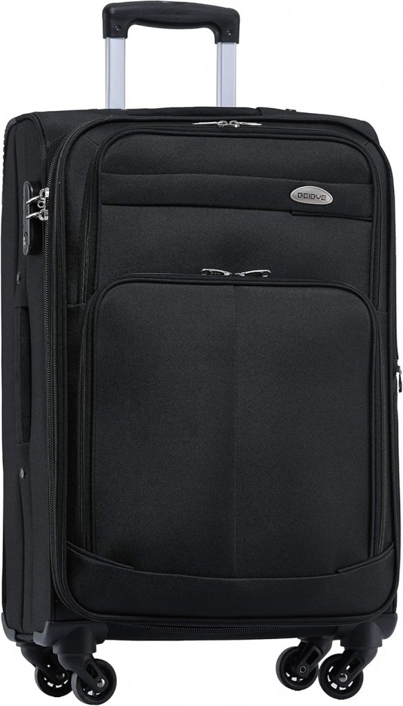 BEIBYE Leichter Stoffkoffer Kofferset Trolley Außentaschen Dehungsfuge mehr Stauraum mit Zahlenschloss (Schwarz, L-Mittlerer Koffer-64cm)💰 nur 48,36 Verkauft und Versand durch CF Handels2,937
