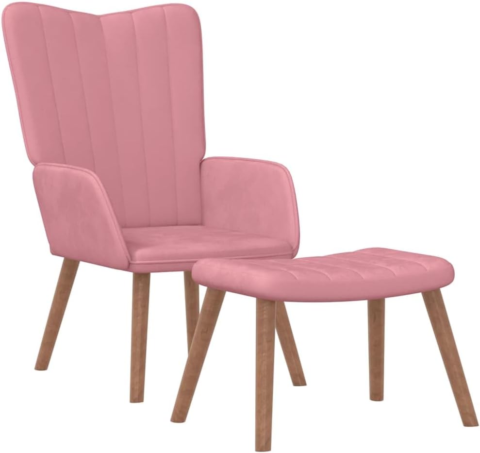 vidaXL Relaxsessel mit Hocker, Sessel mit Stahlrahmen Holzbeinen, Relaxstuhl…