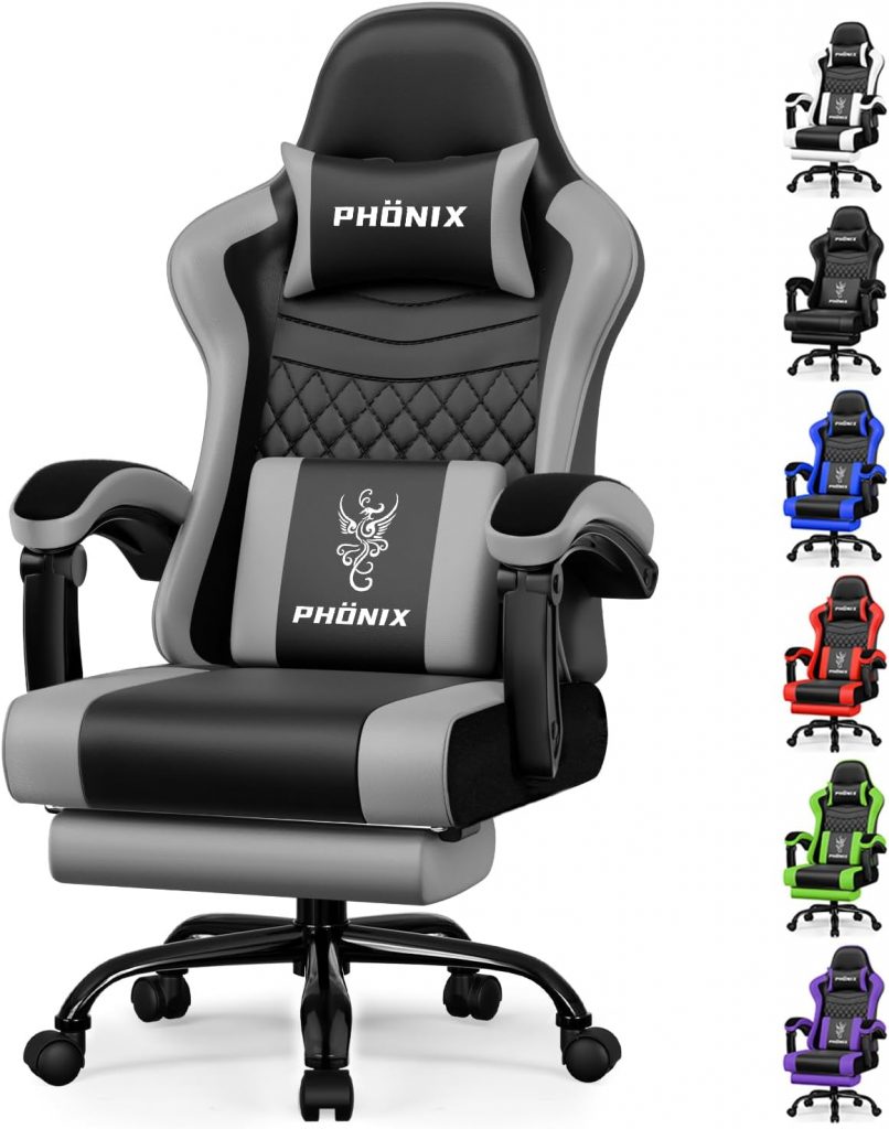 minnouat Gaming Stuhl, ergonomischer Gaming Sessel mit Fußstütze, Gamer Stuhl…