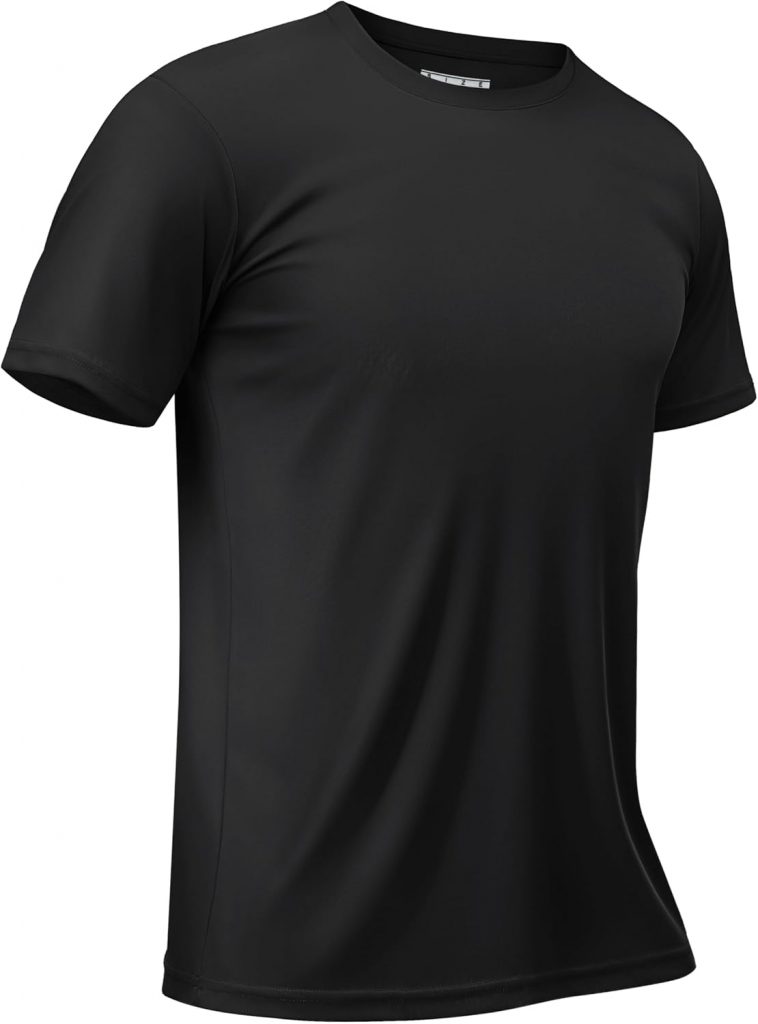 TACVASEN Funktionsshirt Herren UPF 50+ Sportshirt Kurzarm Atmungsaktiv Schnelltrocknendes Tshirt Sommer, Schwarz, S