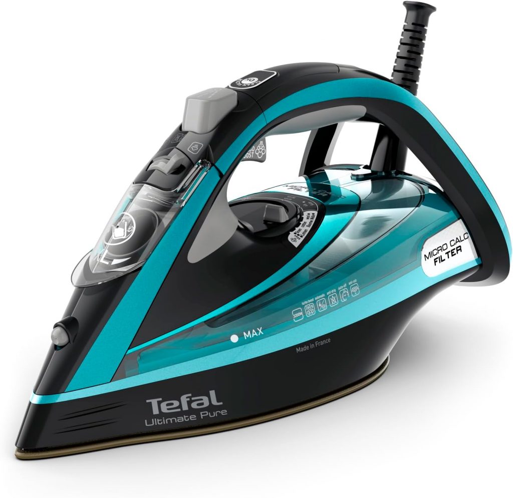 Tefal Dampfbügeleisen Ultimate Pure, 3200 W, 1,2 kg, Micro-Calc-Filter, Durilium Airglide Autoclean-Bügelsohle…