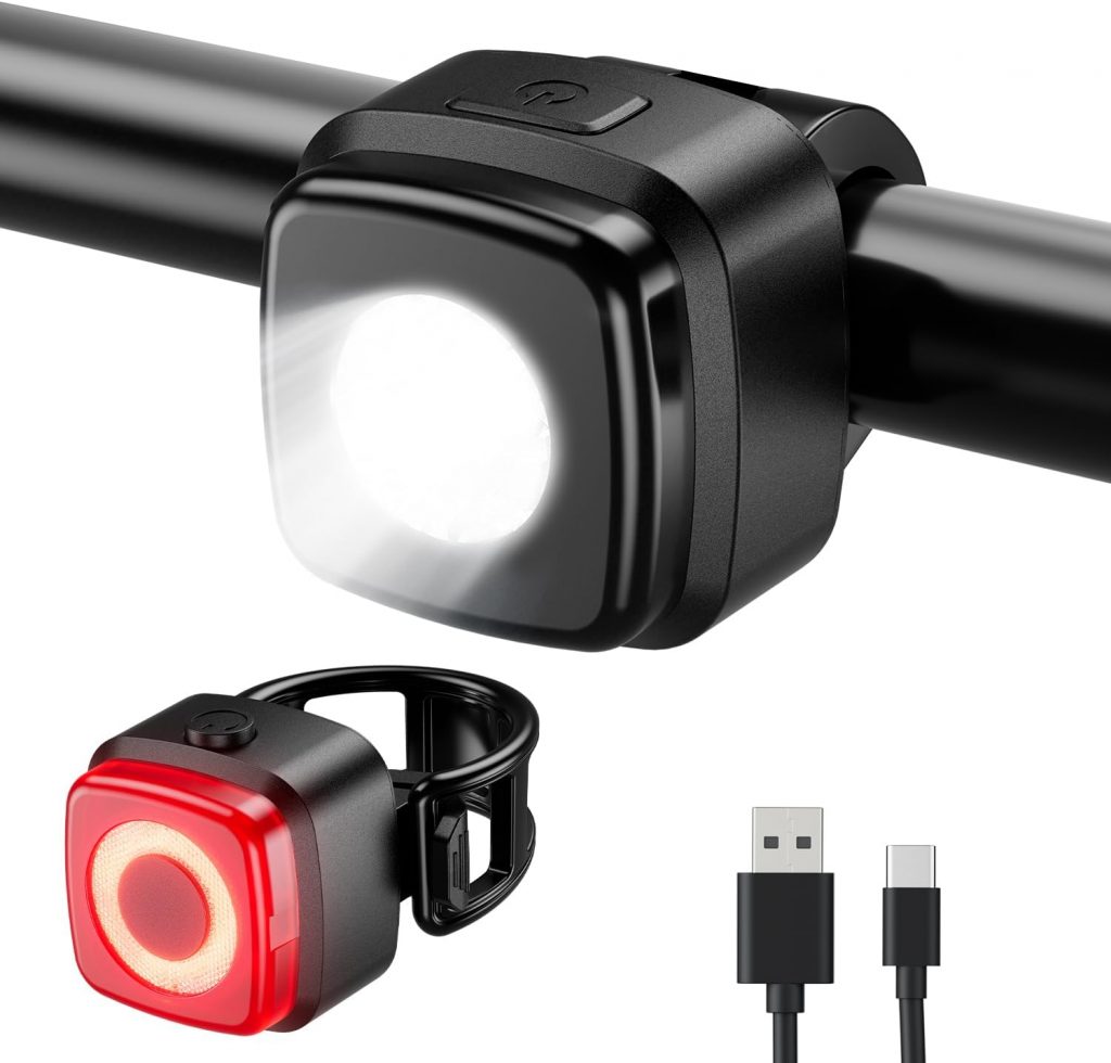 OnMeto Fahrradlicht Set, IPX5 Wasserdicht Frontfahrrad Lampe Rücklicht Fahrrad licht Set,USB Type-C…
