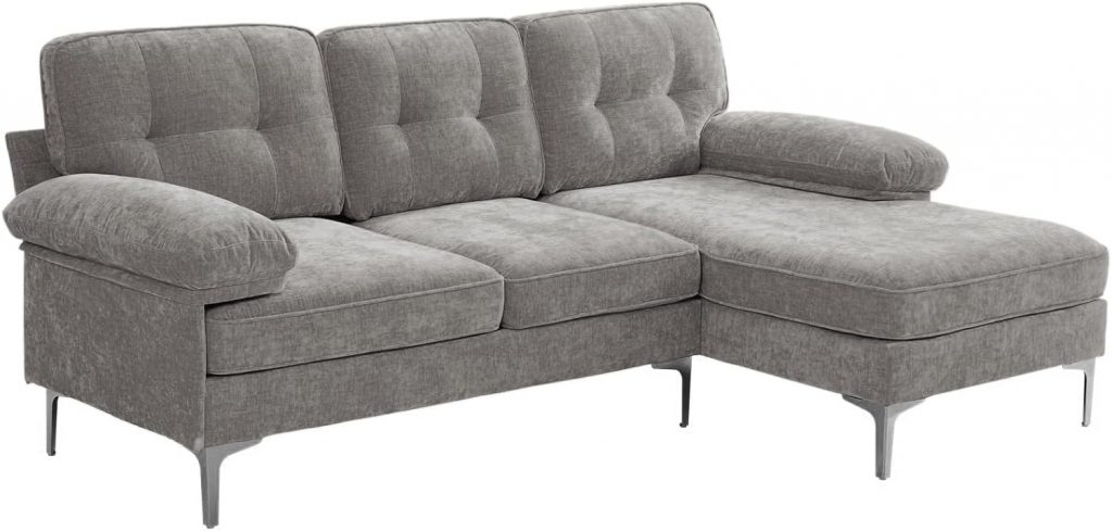 DUANDUAN Ecksofa 3-Sitzer Sofas 210cm breit Polsterecke mit Federkern Kissen und Rückenlehnen abnehmbar und waschbar…