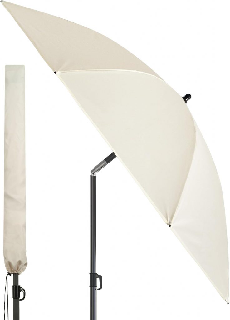4smile Sonnenschirm Balkon Ø 180cm, Beige – Sonnenschirm Strand mit Hülle – Balkonschirm mit Knickfunktion, UPF 50+…