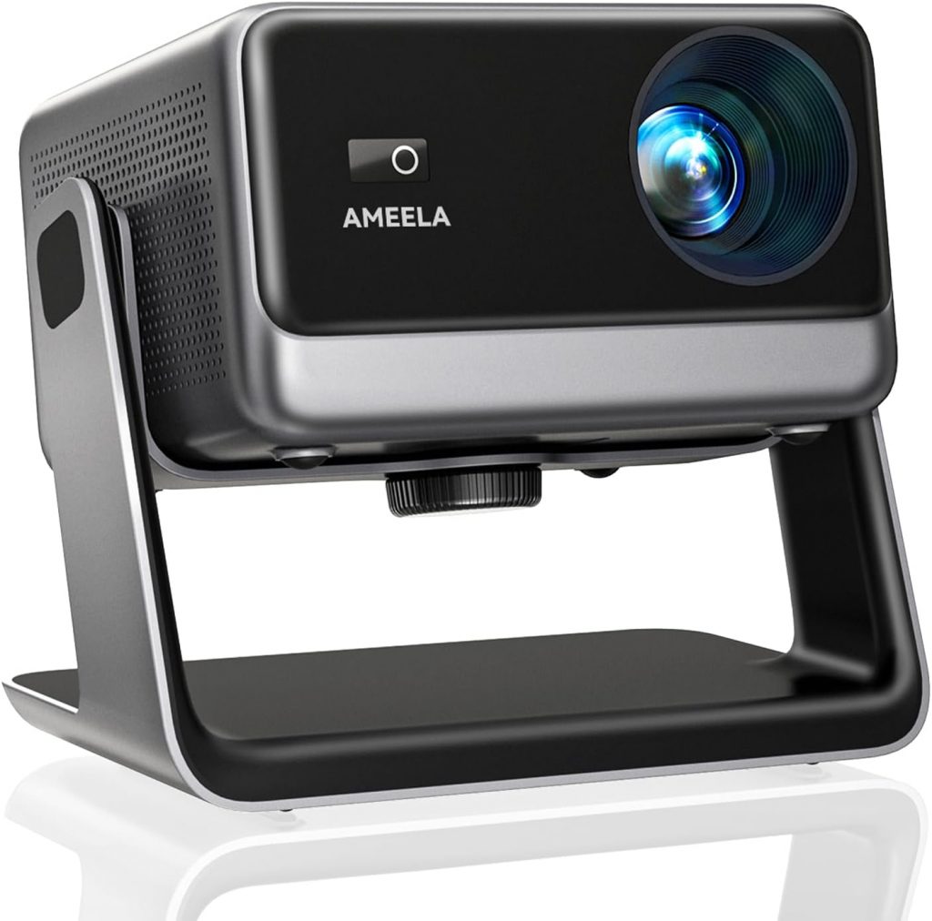 30000 Lumen Beamer Compatible with Netflix AMEELA 1080P Beamer mit WiFi und Bluetooth, Autofokus/Trapezkorrektur 100,000+ Apps & Unterstützt, Dolby Audio,Videoprojektor für IOS/Android/PS