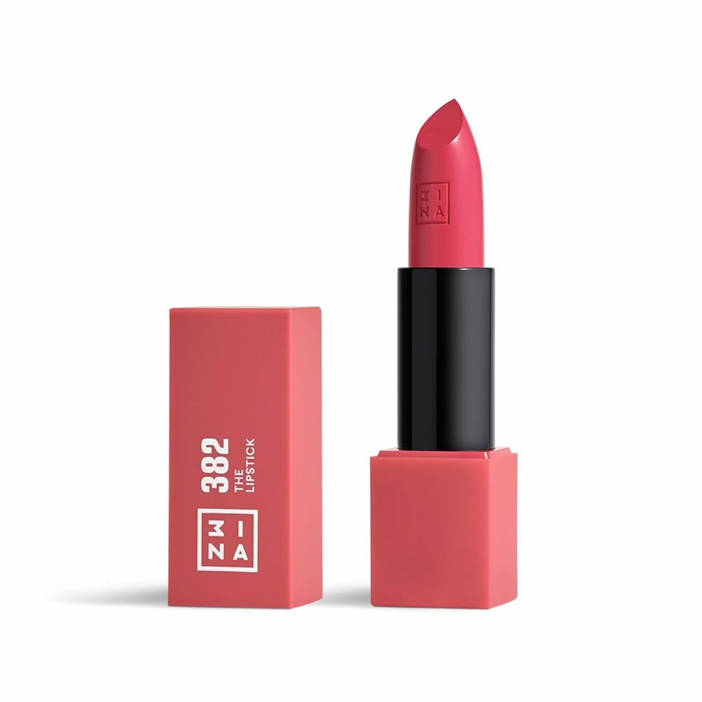 3INA MAKEUP – The Lipstick 382 – Dunkelrosa Matte Lippenstift – Matt Lippen-Stift mit Vitamin E und Shea Butter- Langanhaltender Hochpigmentiert Creme – Vanille-Duft – Vegan – Cruelty Free