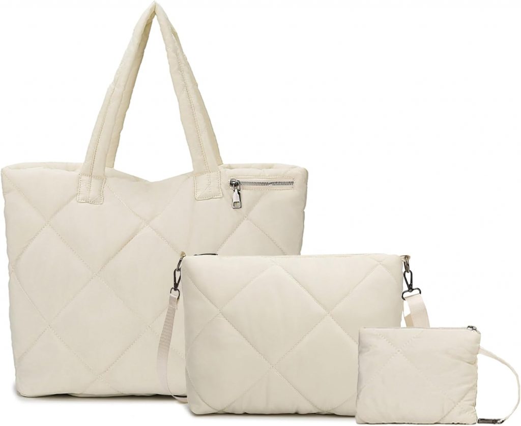 ibalulu Handtasche Damen Puffer Shopper Tasche, 3-Teiliges Set Leichte Tote Bag…