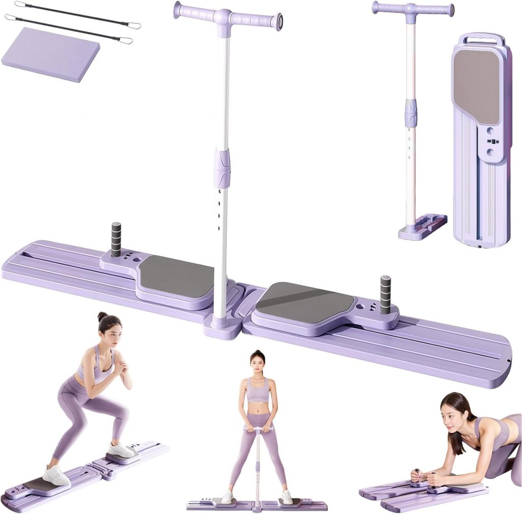 Pilates Reformer Trainingsboard, Yoga Reformer Übungsbrett Set, Mini Pilates Reformer, Faltbare Ab Core Trainer Maschine für Frauen Männer