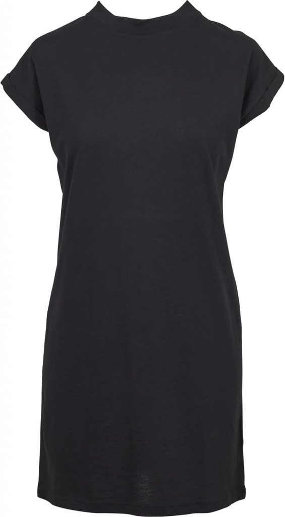 Urban Classics Damen Turtle Extended Shoulder Dress – Baumwoll Kleid mit Stehkragen & überschnittenen Schultern…