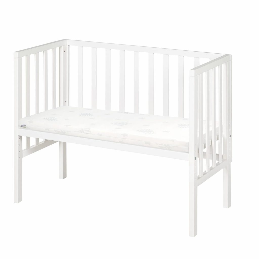roba Beistellbett safe asleep® 2 in 1-45 x 90 cm – Höhenverstellbar – Komplettes Anstellbett mit Matratze + Mesh…