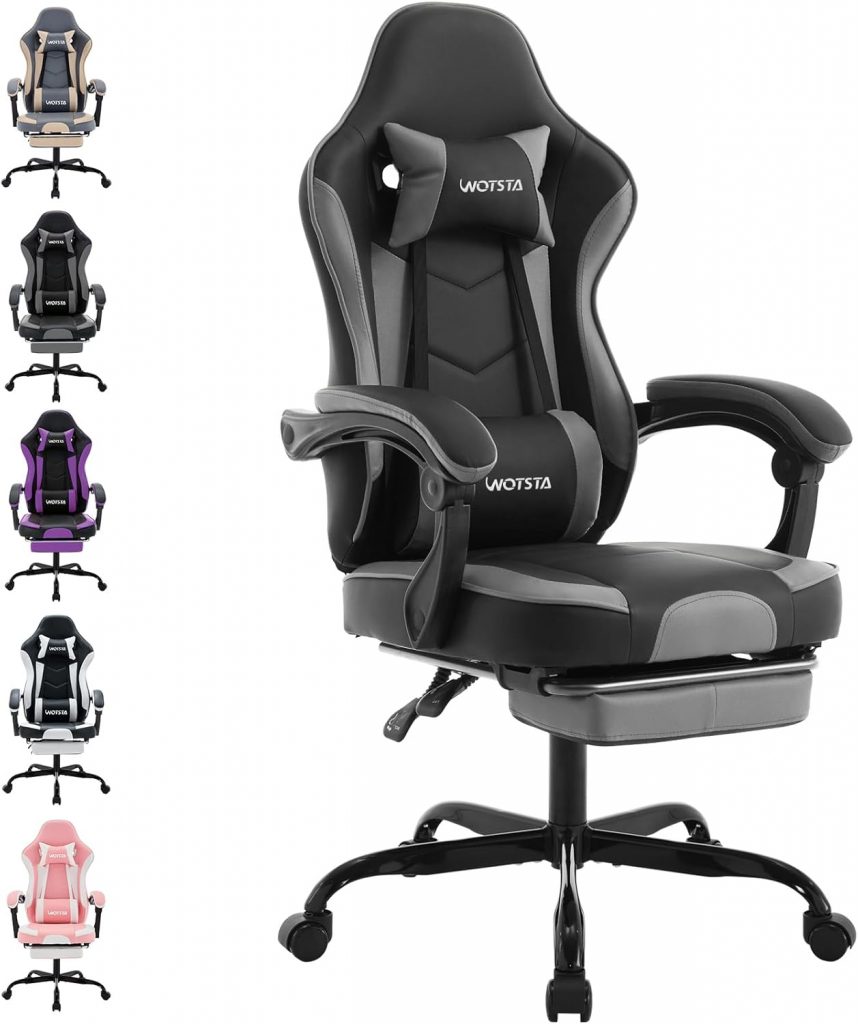 WOTSTA Gaming Chair Computerstuhl Ergonomischer Gaming Stuhl mit Fußstütze…