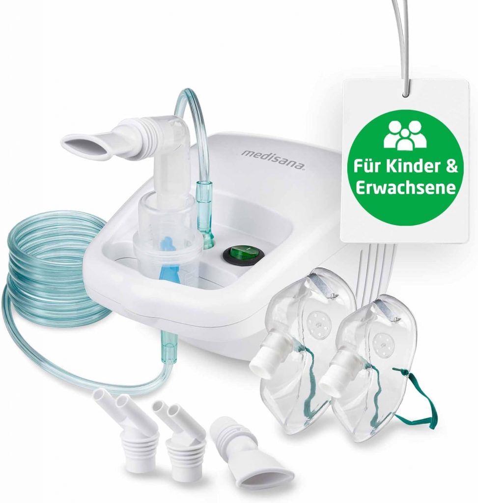 Medisana IN 500 inhaler, compressor nebulizer with mouthpiece and mask for adults and children, for colds or asthma…