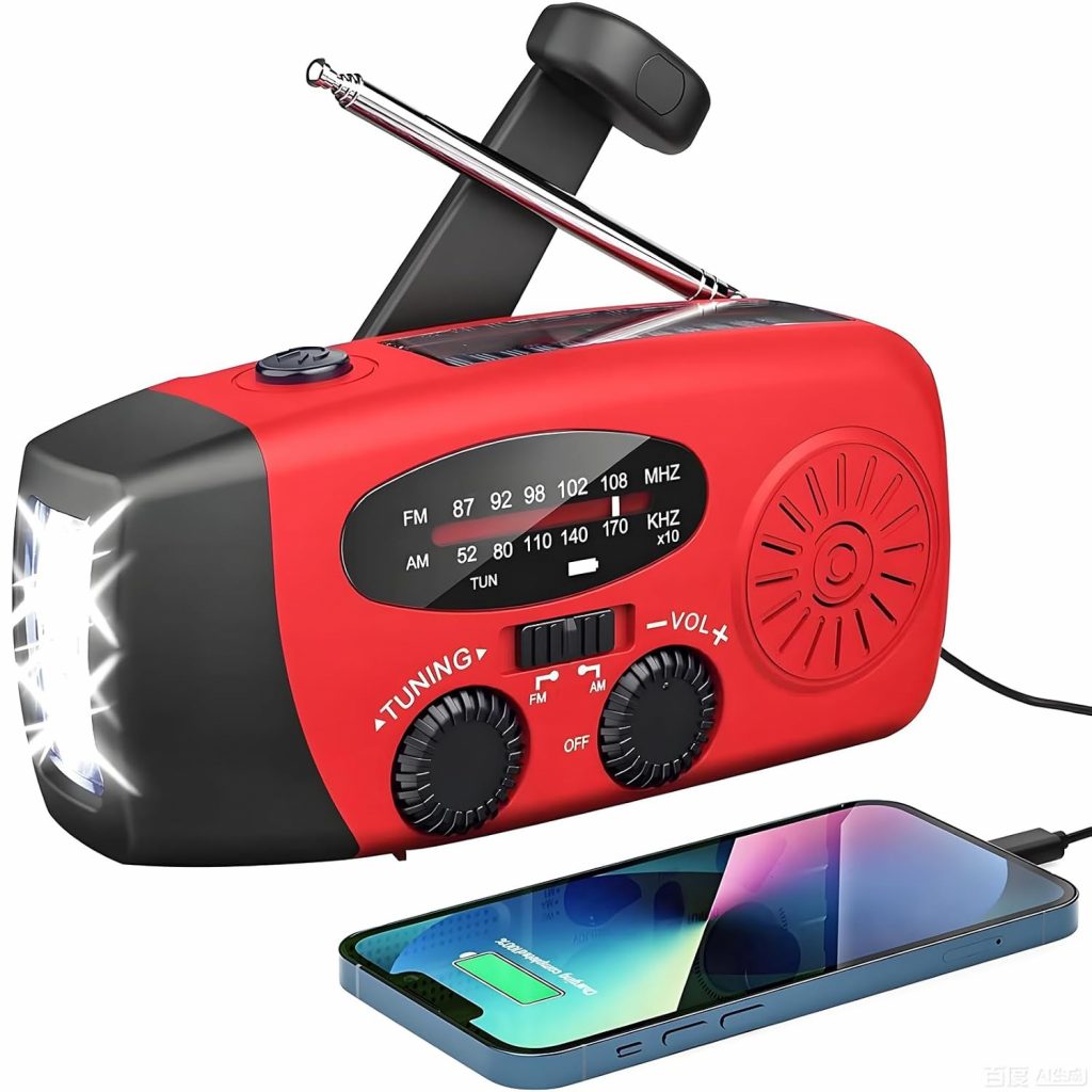 Notfall-Solarradio,Solarbaby Selbstbetriebenes Kurbelradio mit LED-Taschenlampe…