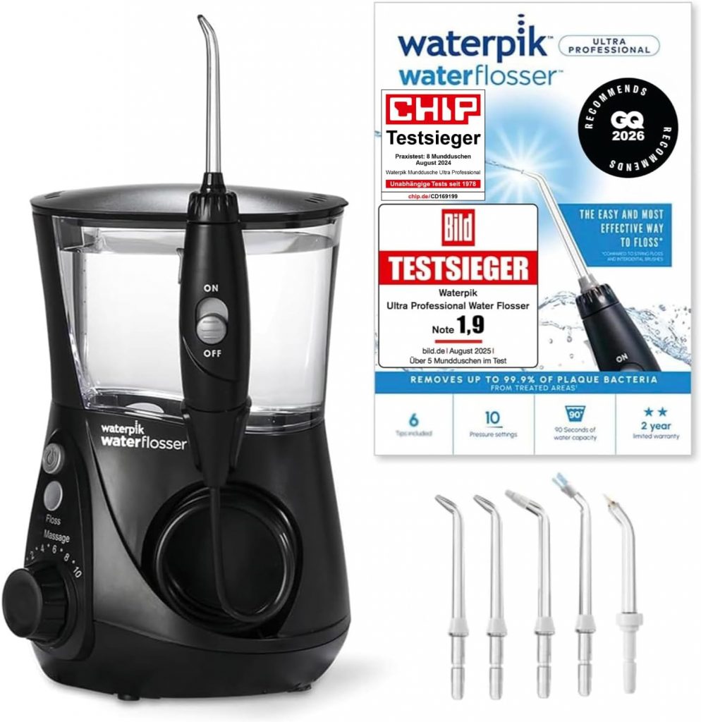 Waterpik Professional Water Flosser, Testsieger 2025, Precision Pulse Technology, TÜV Siegel, bis zu 99,9 Prozent…