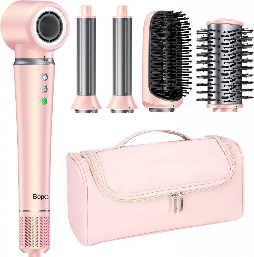 Bopcal 5 in 1 Airstyler, Multifunktionaler Hairstyler Set mit 160000 U/Min Ionen Föhn, Auto-Wrap…
