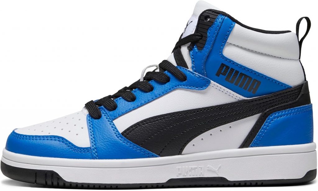 Puma Unisex Kinder Rebound V6 Mid Jr Sneaker, Puma White Puma Black Racing Blue…