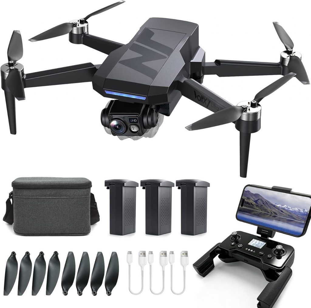 3‑Achsen‑Gimbal GPS Drohne mit Kamera 4K, 90 Min Flugzeit (3 Akkus), 1000 m…