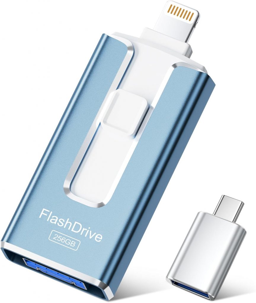 SUDEHO USB Stick 256 GB für iPhone, MFi-zertifizierter 4-in-1 Speicherstick für…