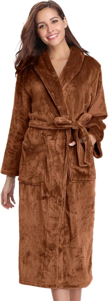 Vlazom Damen Bademantel Flanell Weiche Winter Bademantel Saunamantel Morgenmantel Lange Ärmel Hausmantel für Damen