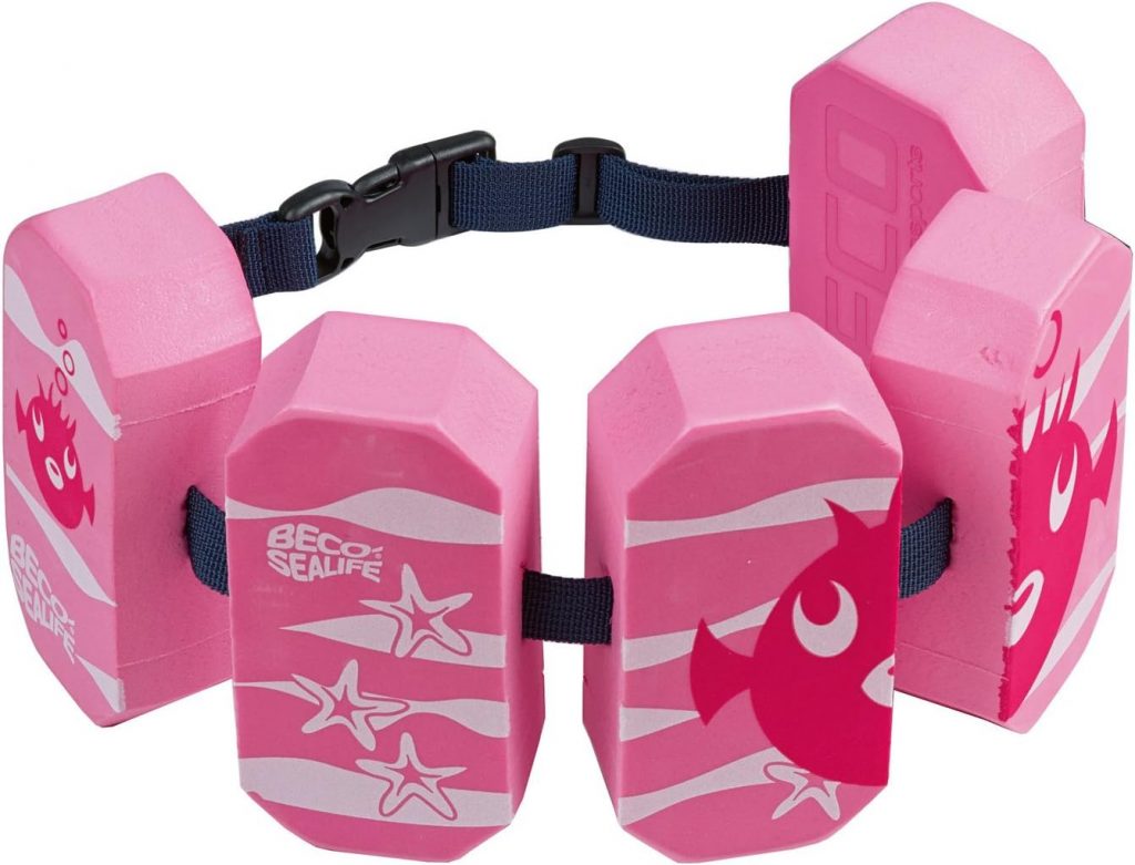 BECO Schwimmgürtel Kinder 3-6 Jahre, einstellbare Schwimmhilfe für Kinder mit 5 Blockelementen & Sicherheitsverschluss, Schwimmtrainer geeignet für 19-30 kg, Farbe: Pink