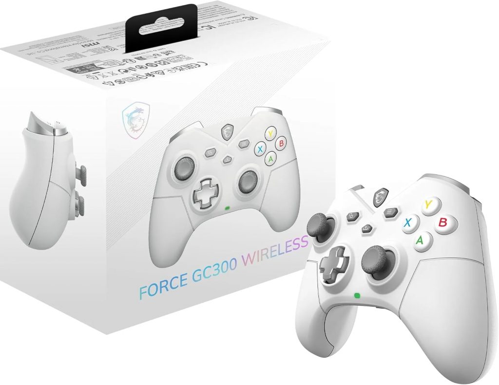 MSI FORCE GC300 WIRELESS WHITE PC Gamepad Controller – 2,4 GHz, Bluetooth, USB Typ-C auf A – kabelgebunden/drahtlos…