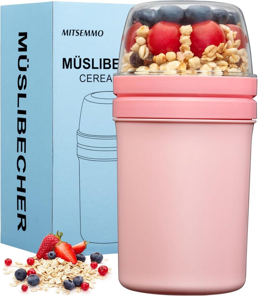 Mitsemmo Müslibecher to Go 600ml+270ml,Joghurtbecher to Go Kinder mit…