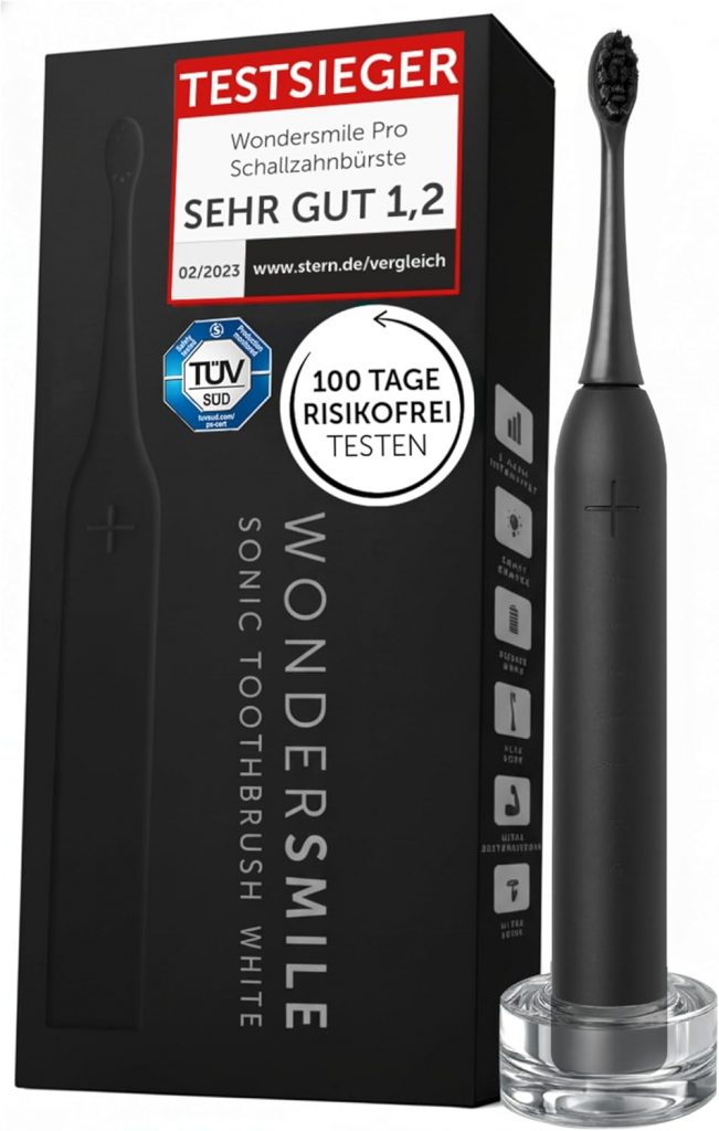 WonderSmile Schallzahnbürste Pro – Testsieger 2026* – Elektrische Zahnbürste IPX8, 4 Programme – mit Ladestation &…