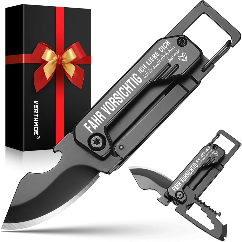 Vatertagsgeschenk für Papa Männer, Taschenmesser Schlüsselanhänger, Multitool Geschenk für Ihn Valentinstag, Camping…