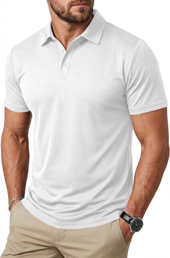 MAGCOMSEN Poloshirt Herren Kurzarm Golf Polo Tshirt Sommer Sport Funktionsshirt Schnelltrocknend Polohemd Wandershirt
