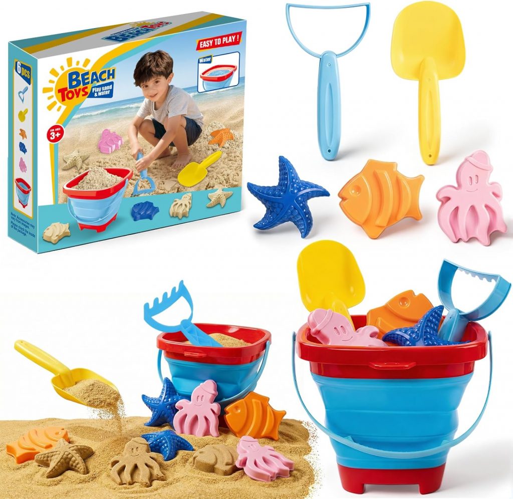 Sandspielzeug Set für Kinder,zusammenklappbarer Silikoneimer mit Schaufel…