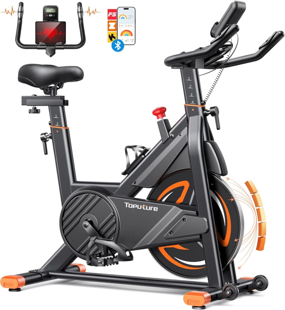 Neu Toputure Heimtrainer Fahrrad mit Pulsmessung und APP, 0-10 Magnetwiderstand…