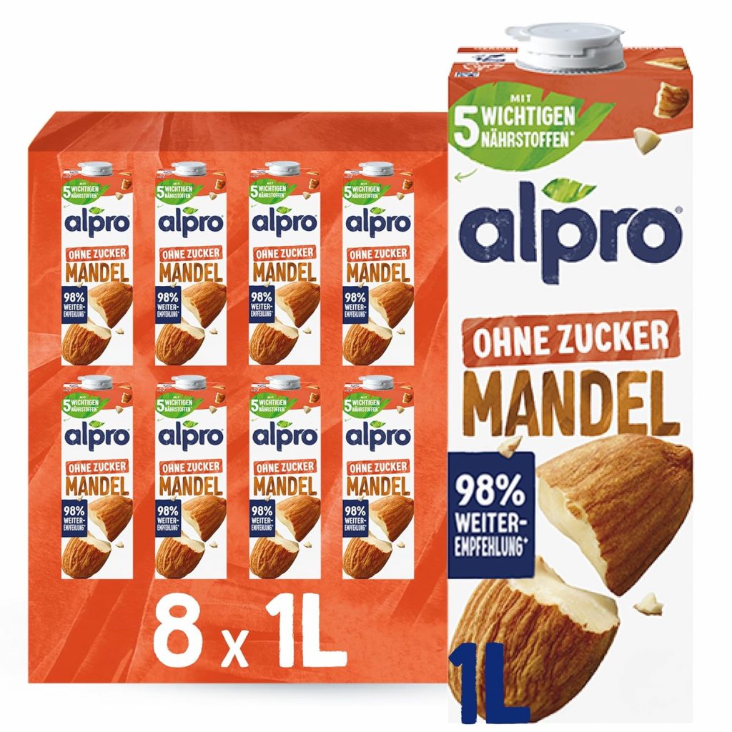 Alpro Mandeldrink Ohne Zucker – Quelle von Calcium und Vitaminen – Zuckerfrei…