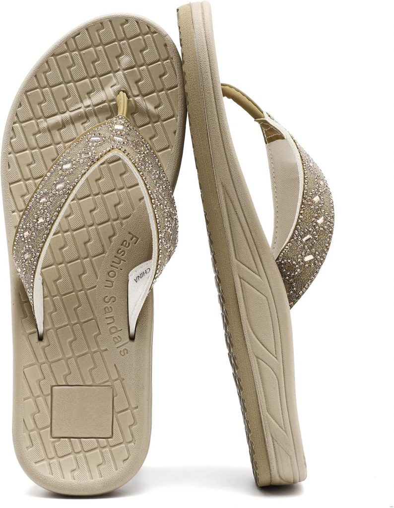 Guyarns Flip Flops Damen,Damen Flip Flops mit Strasssteinen für Sommer Strand Weiche dicke slides Sandalen