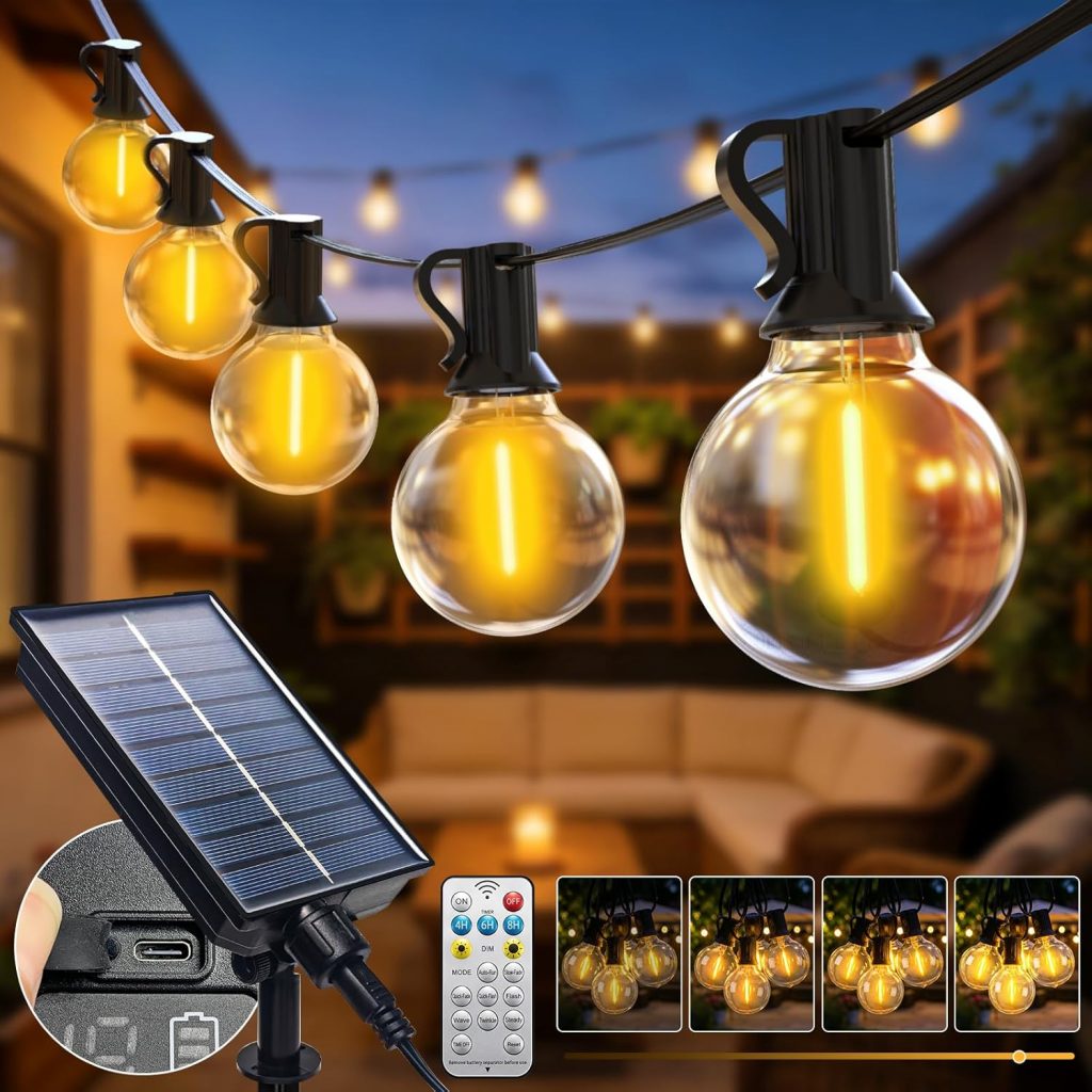 btfarm Solar Lichterkette Aussen mit Fernbedienung, 20M 25+2LED Lichterkette…
