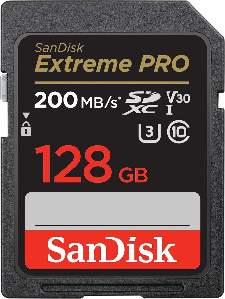 SanDisk Extreme PRO SDXC UHS-I Speicherkarte 128 GB (V30, Übertragungsgeschwindigkeit 200 MB/s, U3, 4K UHD Videos…