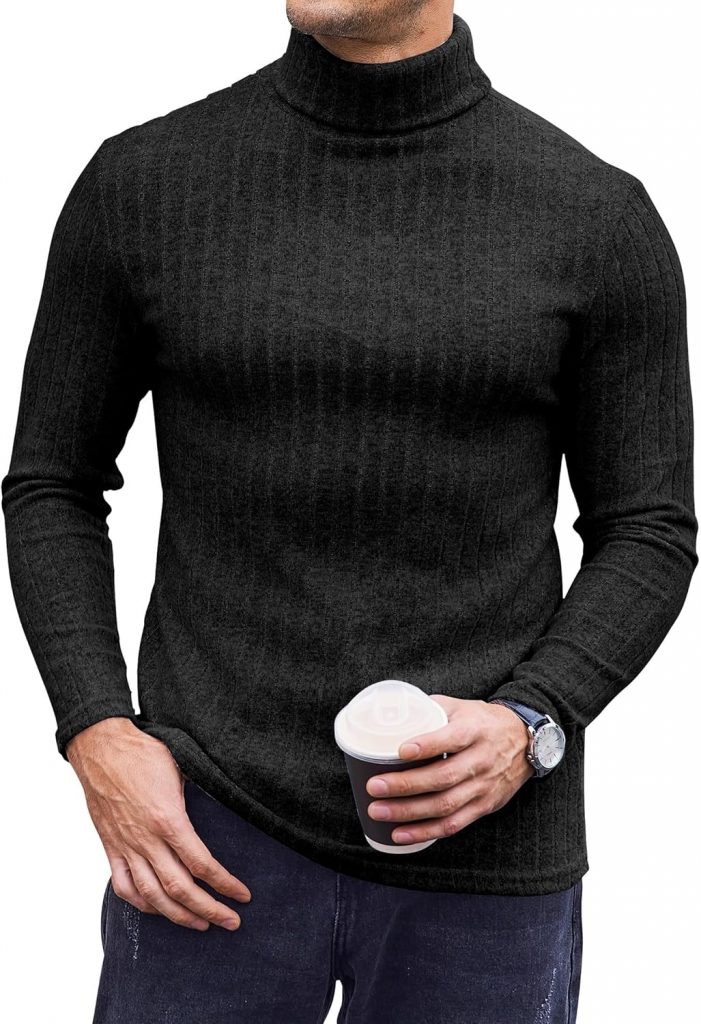 Ekouaer Rollkragenpullover Herren Thermooberteile Herbst Winter Dünn Rollkragenshirt Slim Fit Warm Langarmshirt Basismodell S-XXL