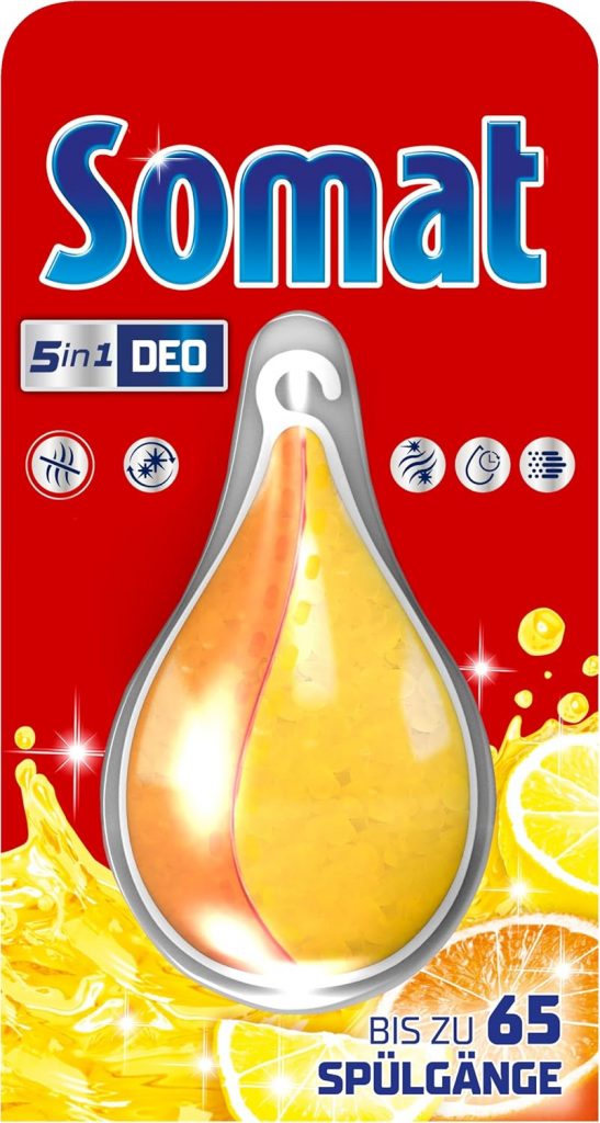 Somat 5in1 Geschirrspüler Deo Zitrone & Orange (bis zu 65 Spülgänge), Spülmaschinen Deo zur Geruchsneutralisierung…