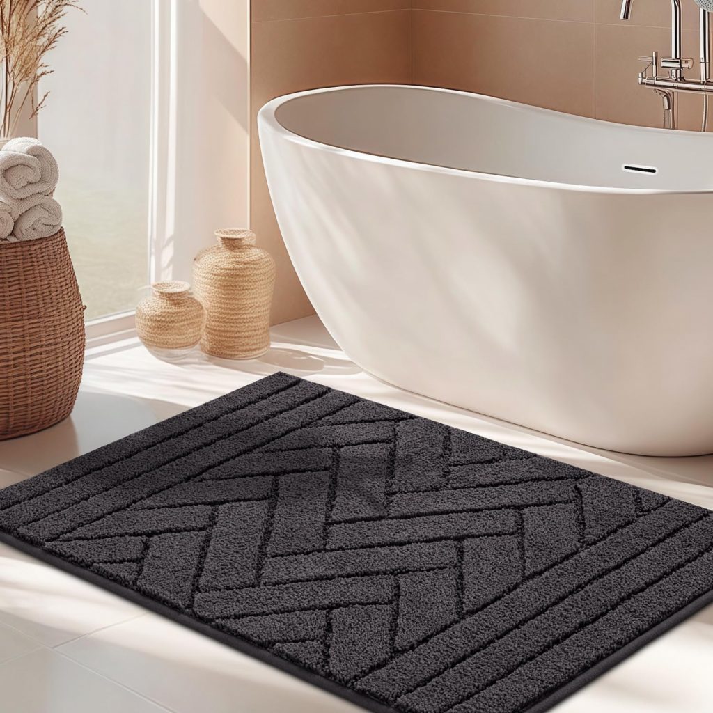 Biscpro Badteppich rutschfeste,Weich Badezimmerteppich Wasserabsorbierend Badematte Waschbar Badvorleger für…