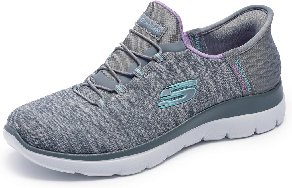 Skechers Damen Summits Dazzling Haze Slip-InTurnschuhe, Gray Mesh/Multi Trim, 41…