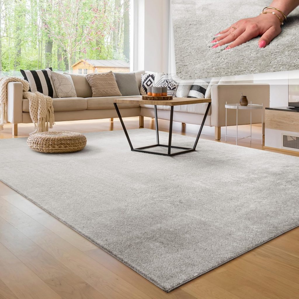 Paco Home Moderner Kuscheliger Wohnzimmer Teppich Kurzflor waschbar flauschig Weich Einfarbig Felloptik zeitlos…